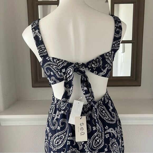 Sea New York Theodora Paisley Apron Midi Dress in Navy, NWT, Size 2 - Picture 13 of 15